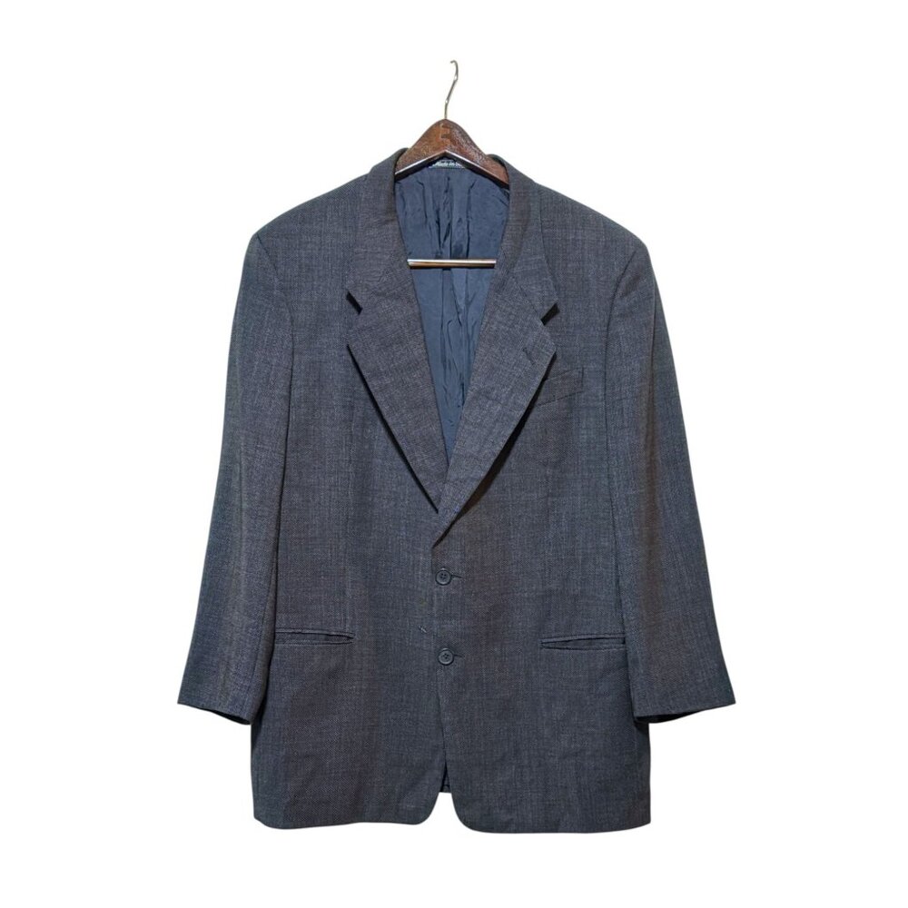 VTG Giorgio Armani Wool Jacket 42R Blazer Micro Check Single Breasted 100% Wool